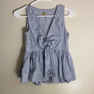 Cute blue & white pinstripe dressy top